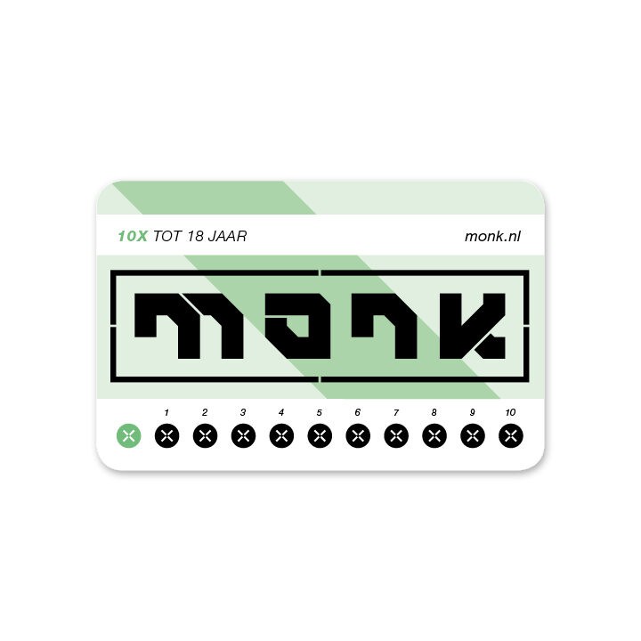 Monk Ticket Strippenkaart Tot 18 - Monkshop