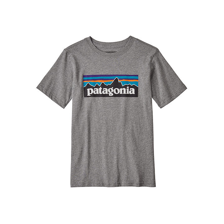 Patagonia P-6 Logo Organic Kinder T-Shirt Gravel Heather w/ White - Monkshop